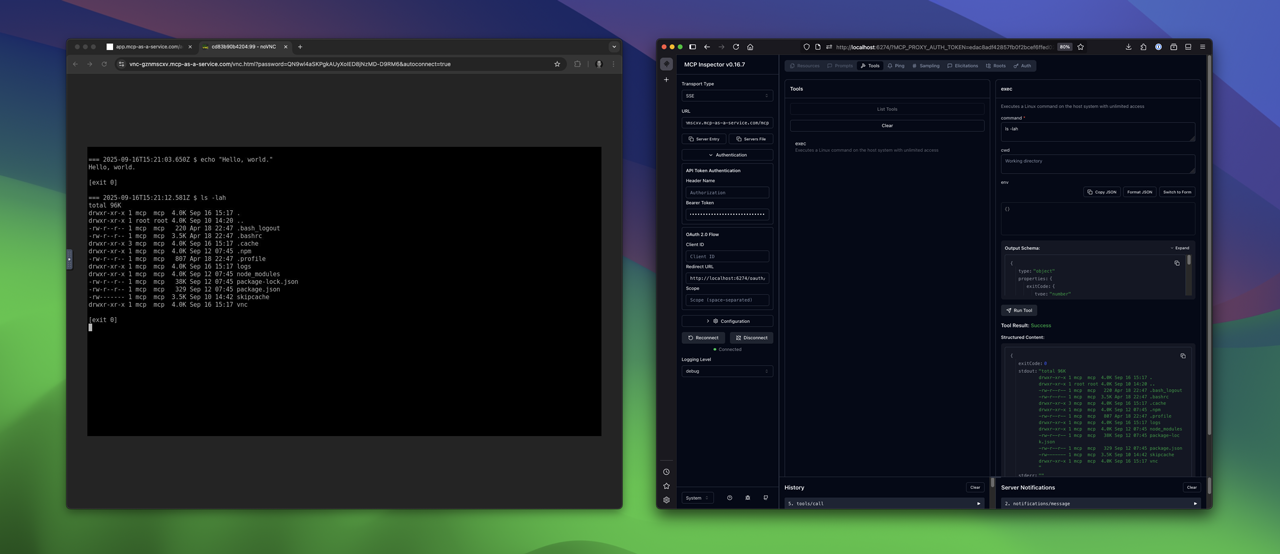 Linux CLI instance running a command